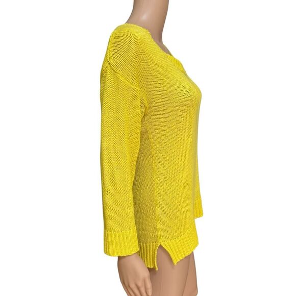Lauren Ralph Lauren bright yellow loose knit sweater size L - Picture 2 of 6